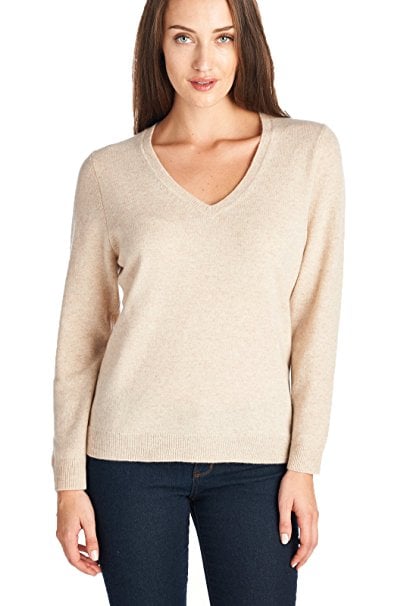 High Style 100% Cashmere V-Neck Sweater