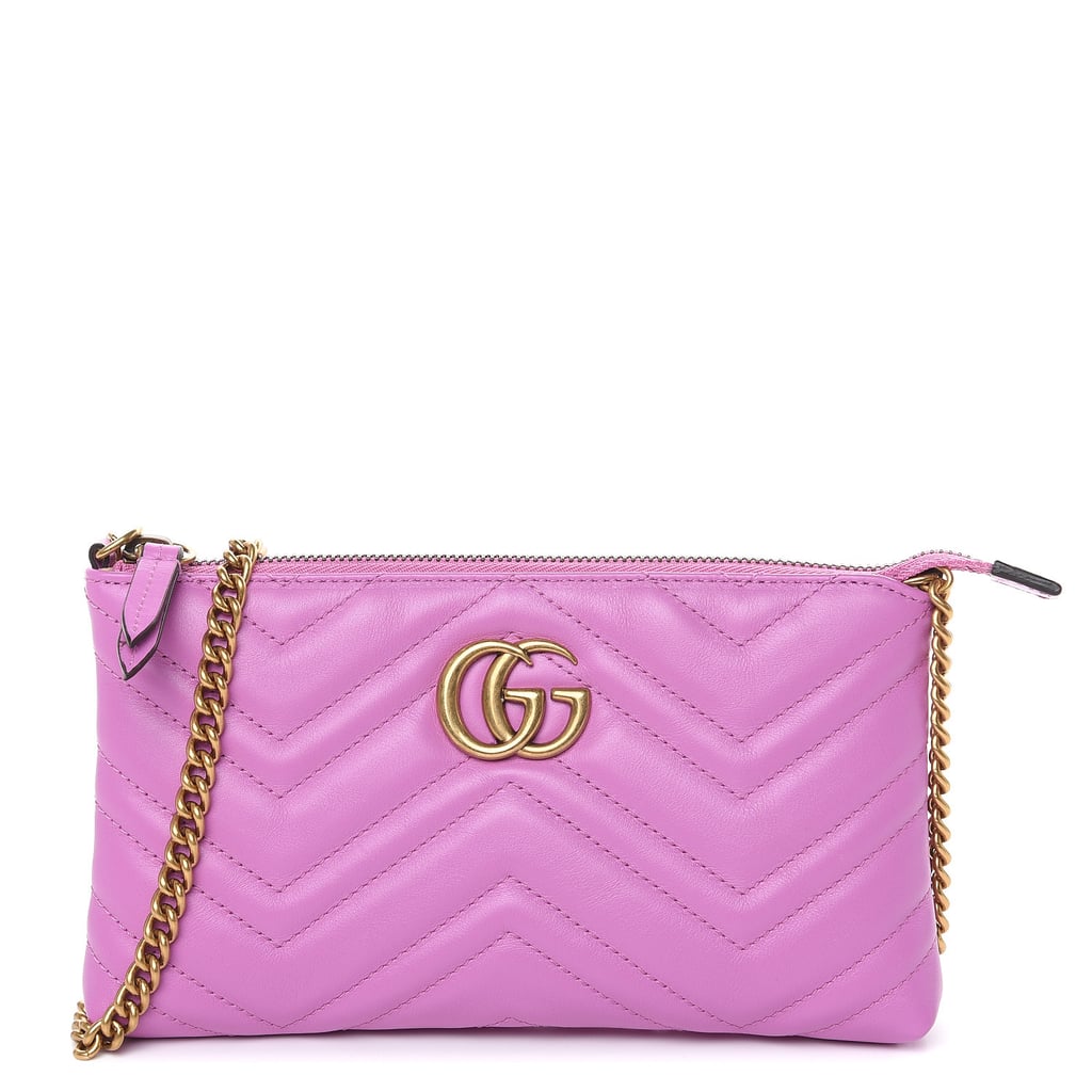 Gucci Calfskin Matelasse Mini GG Marmont Chain Bag Candy