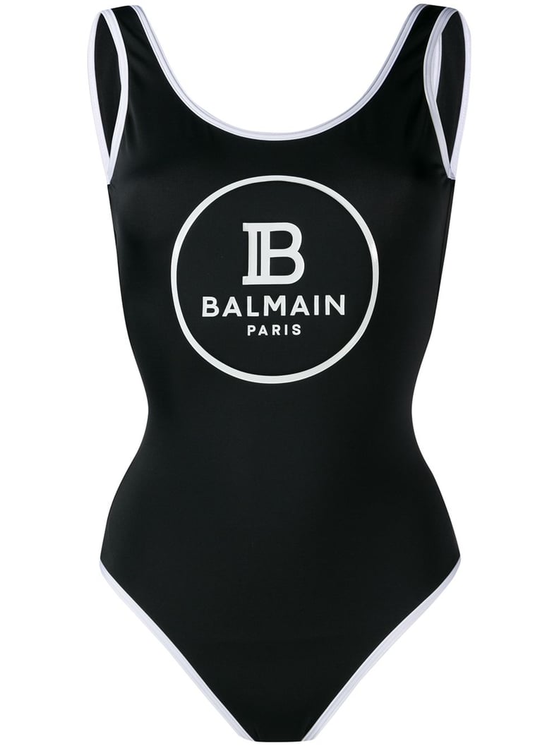 Balmain Logo Print Swimsuit