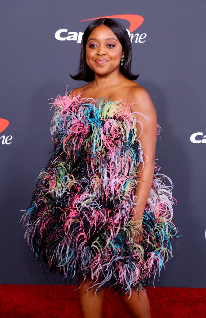 Quinta Brunson Wears a Rainbow Feather Dress to the ESPYs
