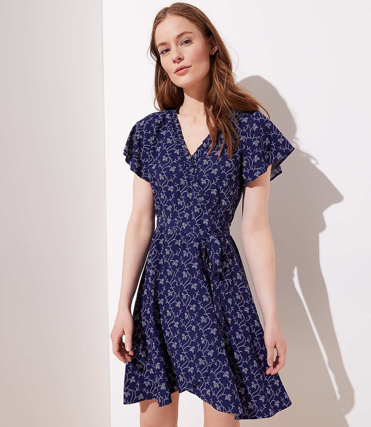 Garden ruffle hot sale wrap dress