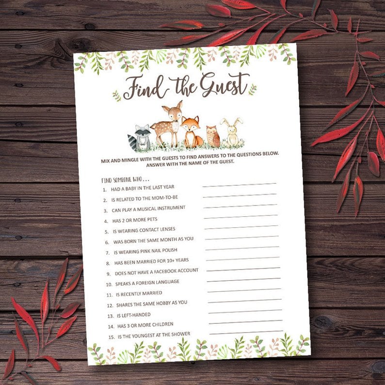 Find the Guest Printable Baby Shower Game