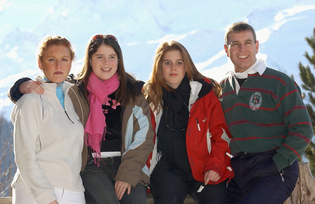 Even though they were long divorced, Sarah and Andrew still took ski trips together with their daughters. They posed for this photo in Switzerland in 2003.