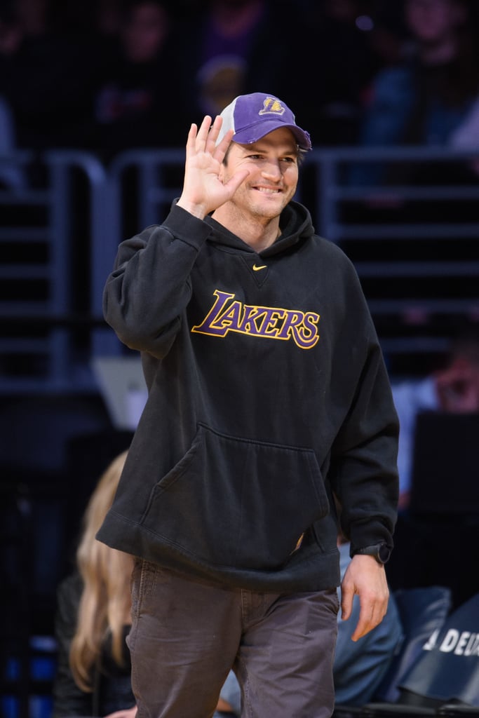 Ashton Kutcher and Joel Madden at Lakers Game March 2016