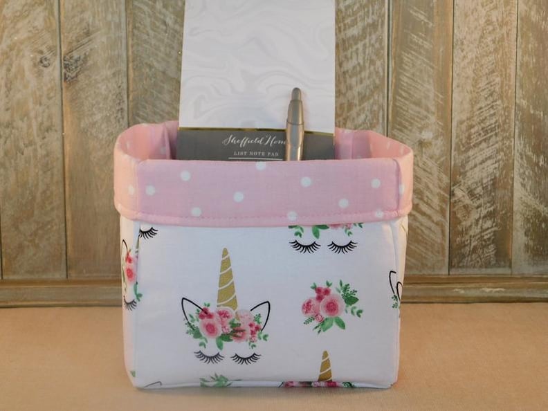 Fabric Basket Made With Unicorn Fabric