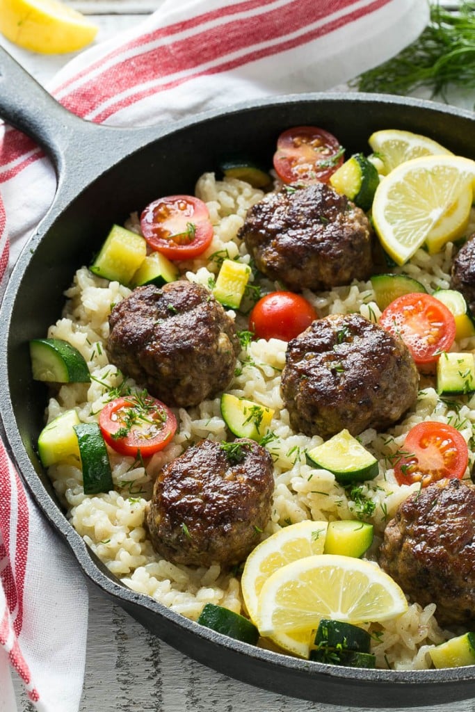 Greek Meatballs and Lemon Dill Rice