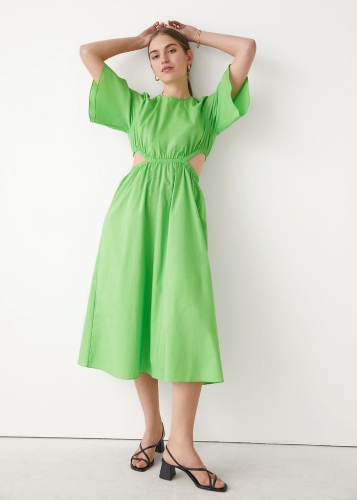 A Key-Lime Green Dress: & Other Stories Cutout Waist Midi Dress