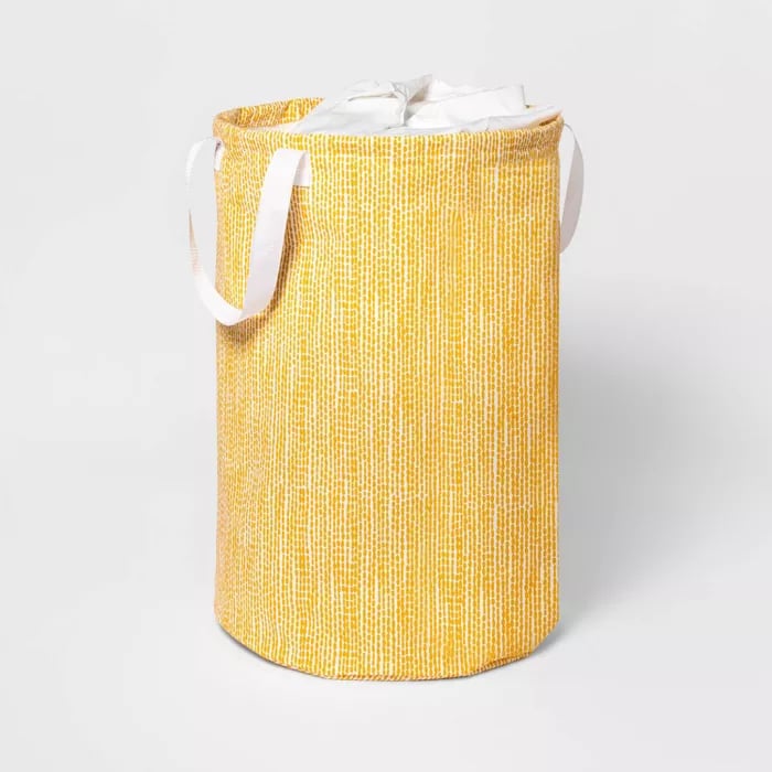 Room Essentials Soft Sided Scrunchable Round Laundry Hamper Yellow Dot