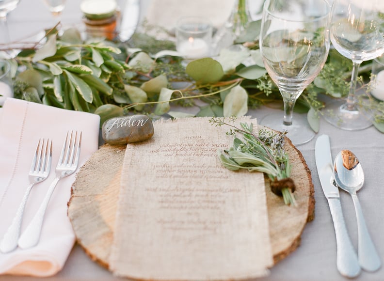 Use personalized polished stones as table markers.