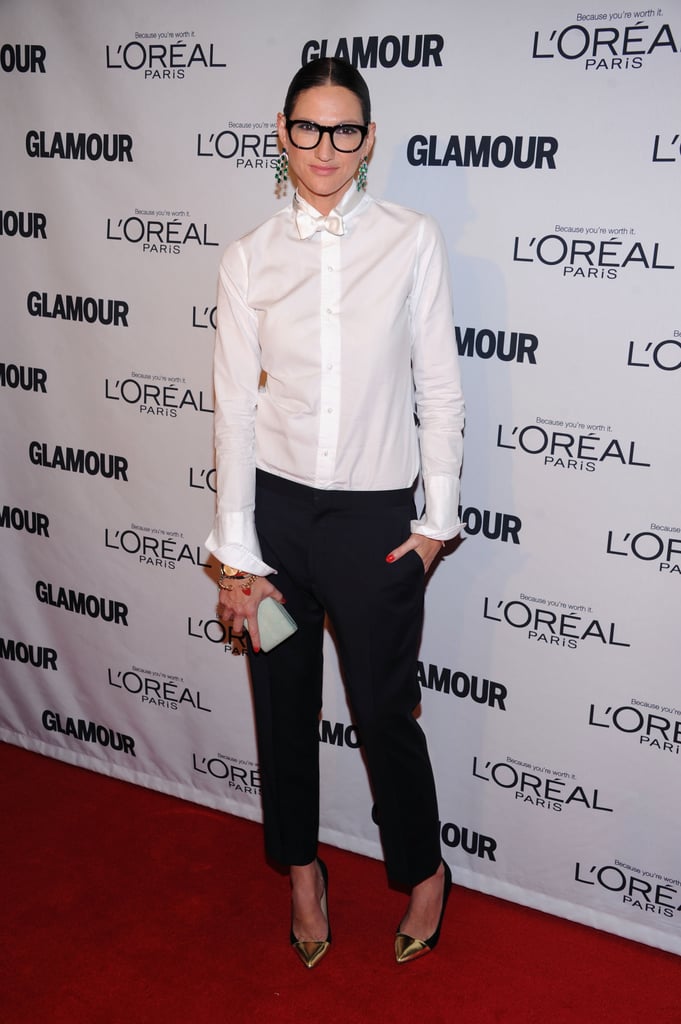 Do like Lyons and button your white blouse all the way up. So chic!