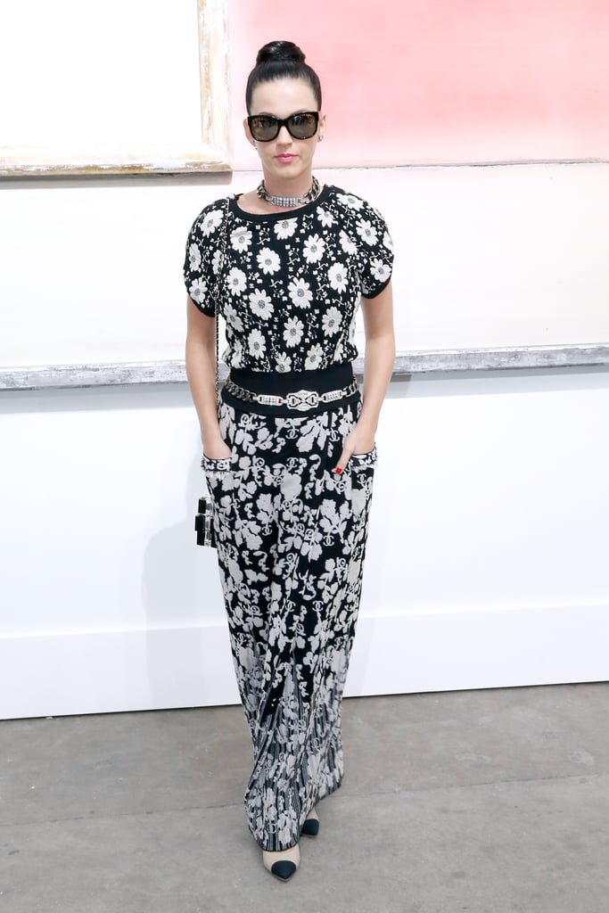 Perry oozed Parisian cool in a black and white Chanel ensemble at the Spring/Summer 2014 show during Paris Fashion Week.