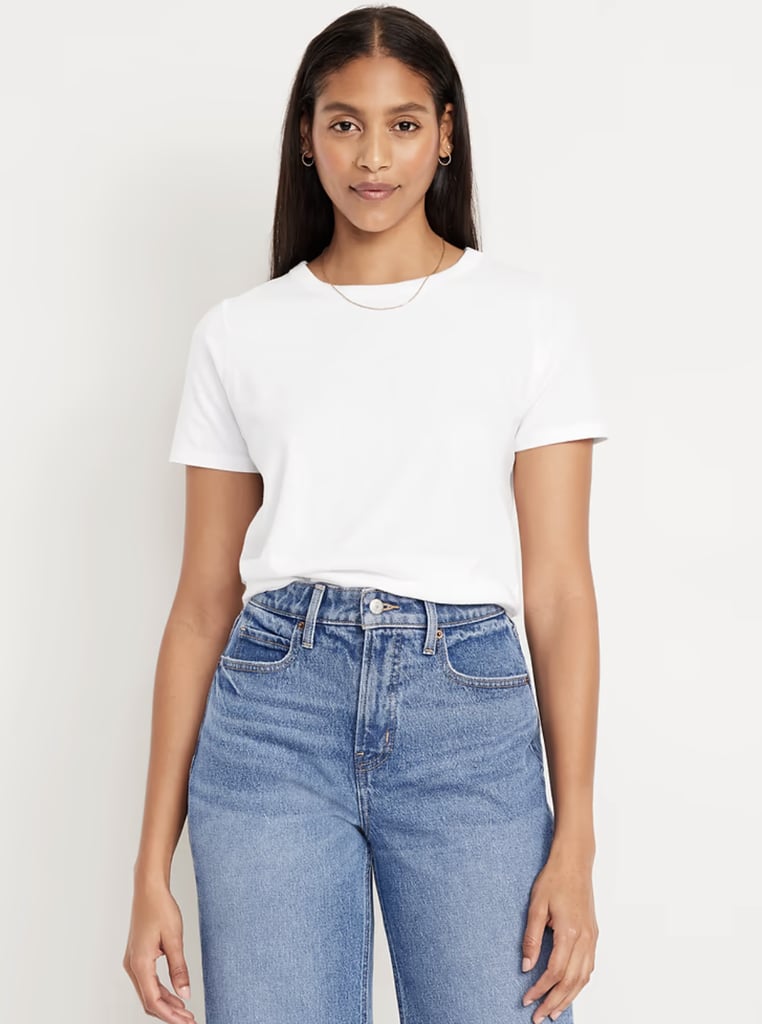 Old Navy EveryWear Slub-Knit T-Shirt ($6, originally $15)
A T-shirt is a travel essential. Picking a quality, well-fitting T-shirt looks great with shorts or skirts, and it's a comfortable top that's also easy to wash, making it great for longer stays. This style is affordable and chic; at under $20, you can pack a few extra in your carry-on.