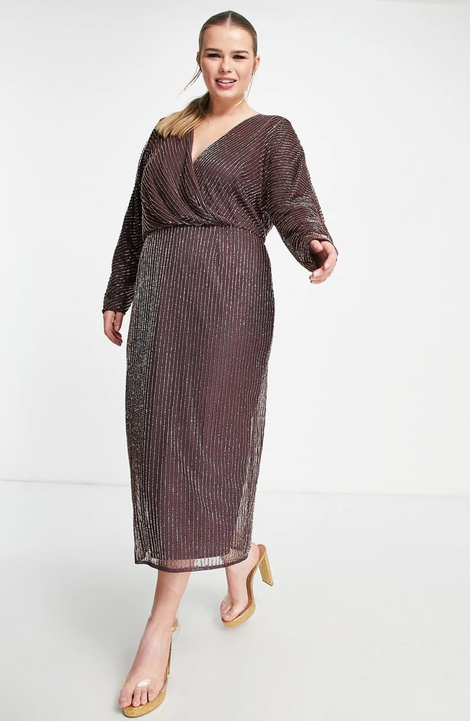 For Events: ASOS Design Curve Beaded Batwing Long Sleeve Midi Dress