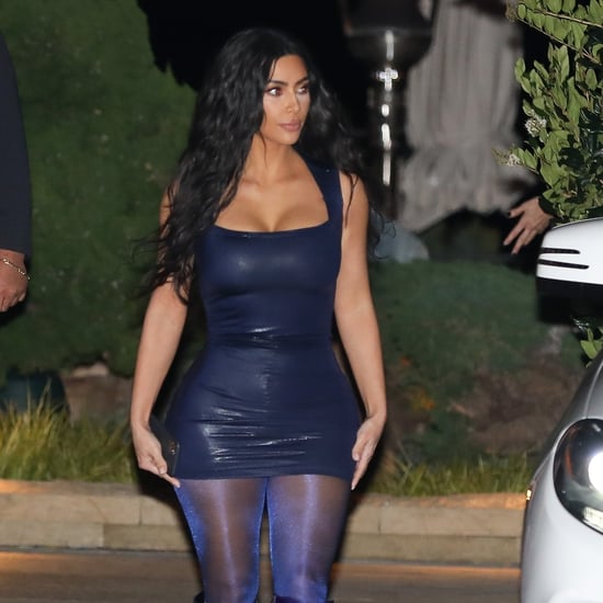 Kim Kardashian's Purple Boots and Sparkly Tights