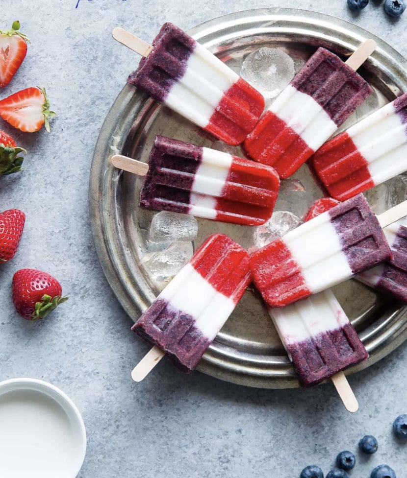 Strawberry Coconut Ice Lollies With Blueberries