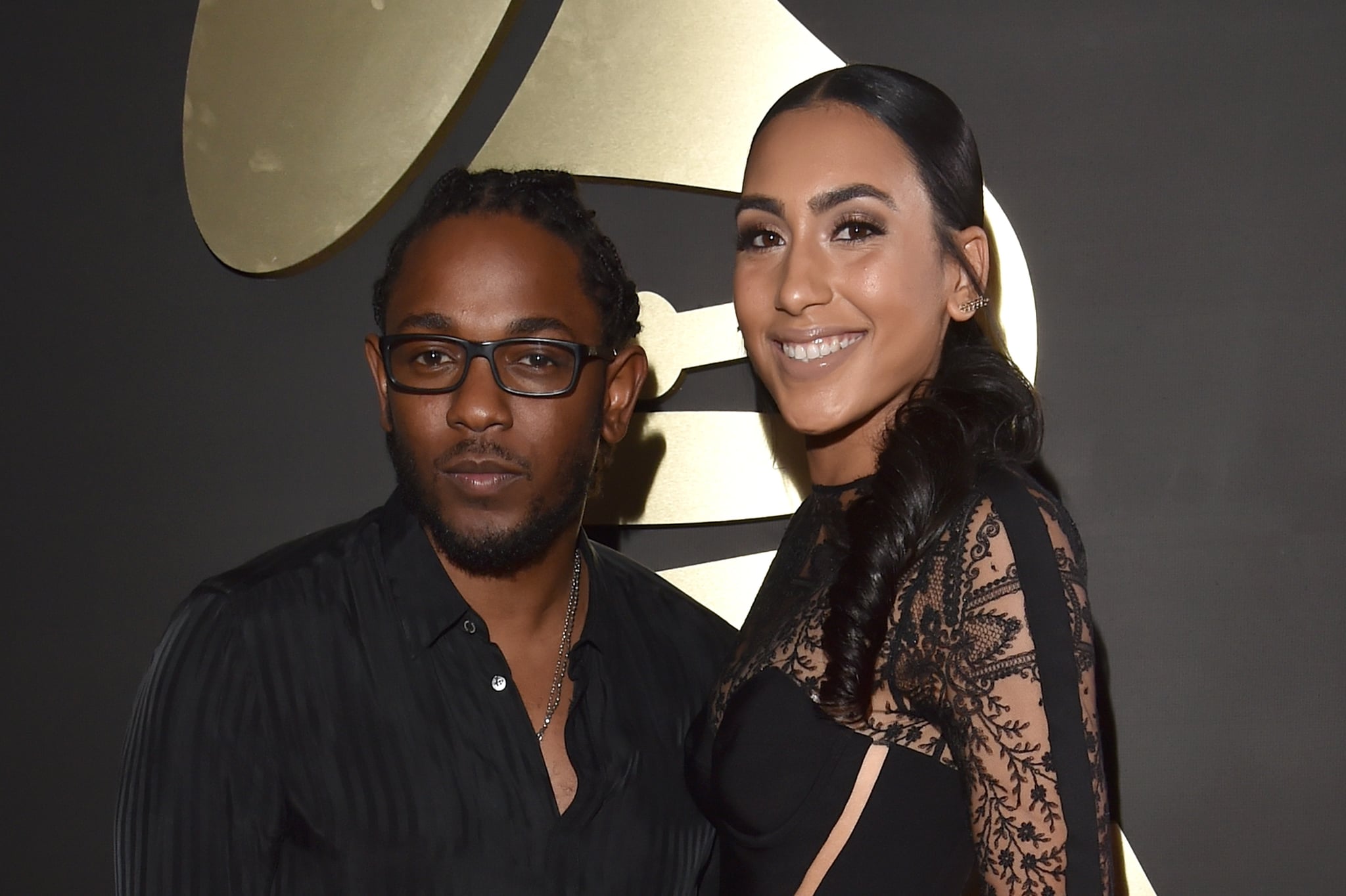 Kendrick Lamar and Whitney Alford at the 2016 Grammy Awards in Los Angeles, California.