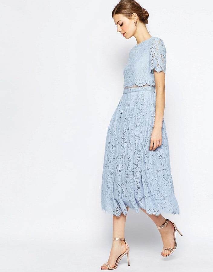 ASOS Lace Crop Top Midi Prom Dress ($128) | Affordable Dresses to Wear ...
