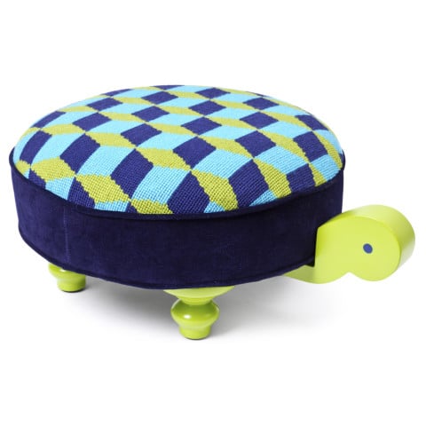 Jonathan Adler Needlepoint Turtle Footstool