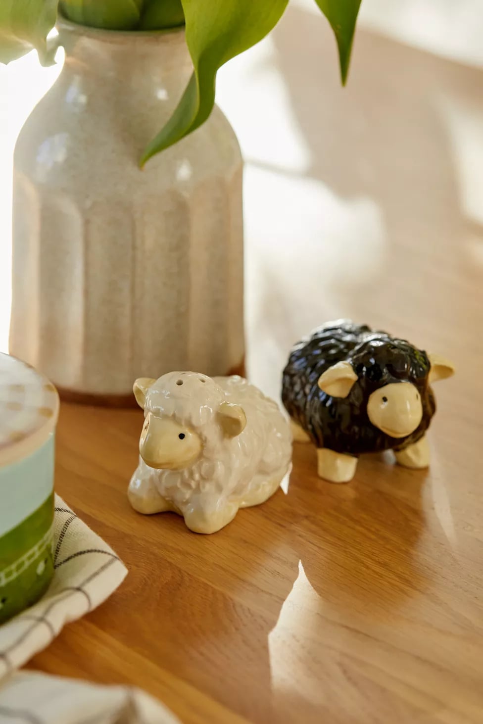 Sheep salt store and pepper shakers