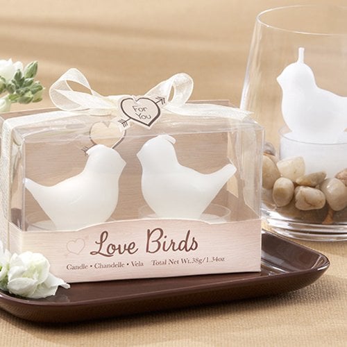 White Love Birds Tea Light Candles