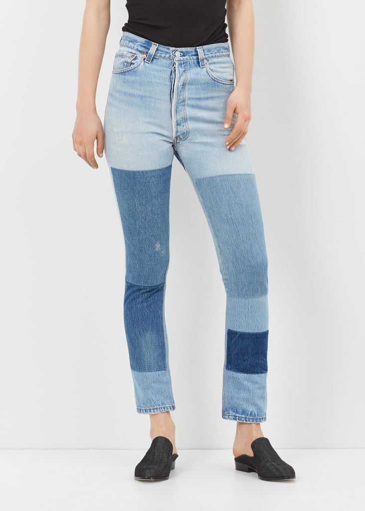 RE/DONE High Rise Denim Patch Jean | Gigi Hadid's Patchwork Jeans ...