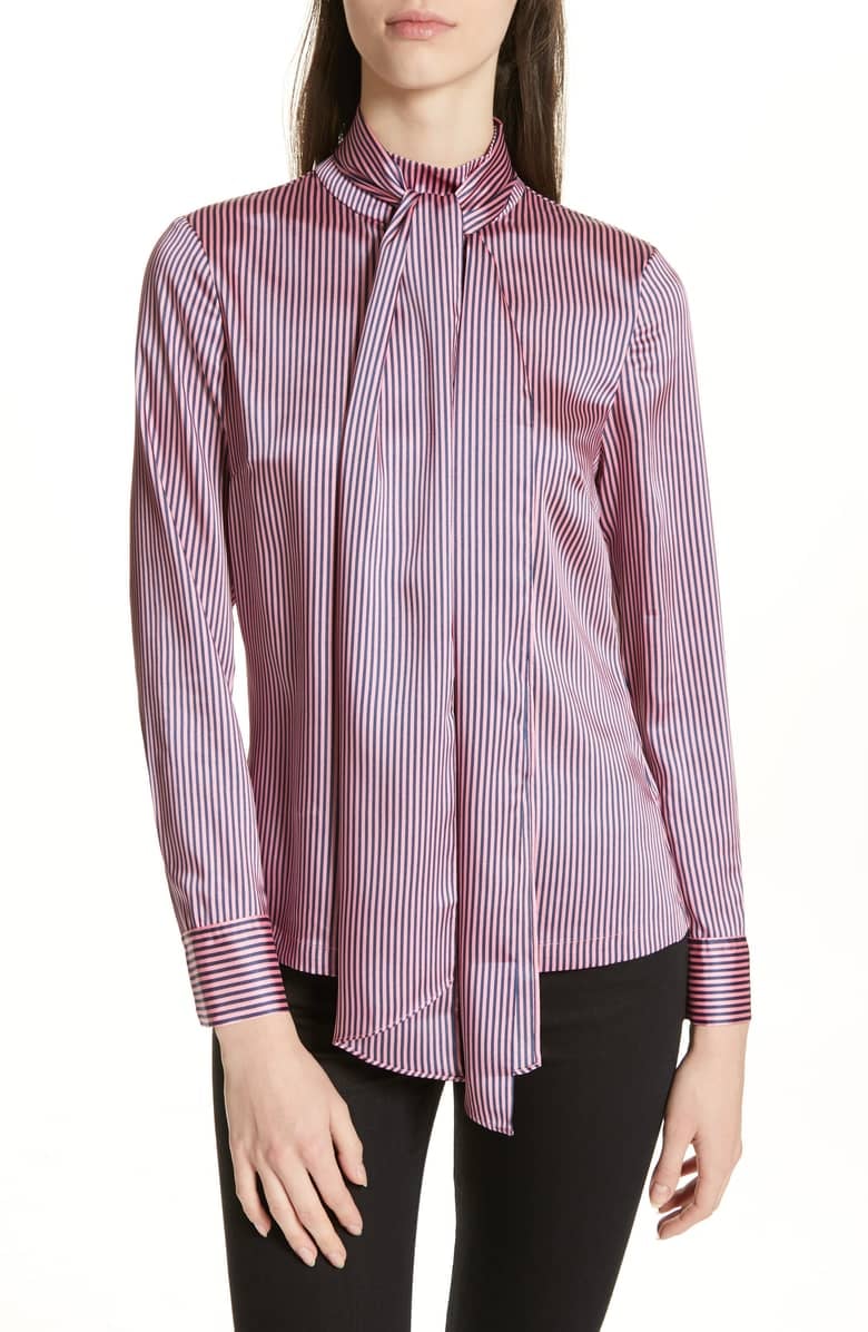 Ted Baker London Leynta Tie-Neck Stripe Blouse