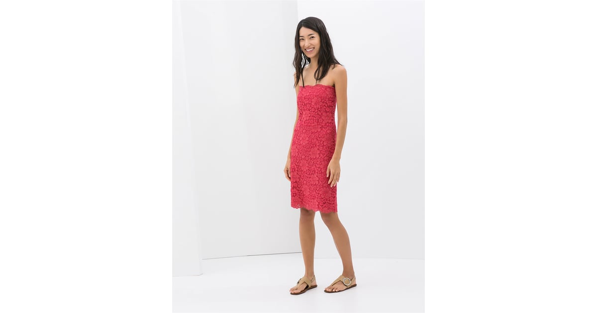 Zara pink strapless lace dress ($90) | Best Pieces at Zara | April 11 ...