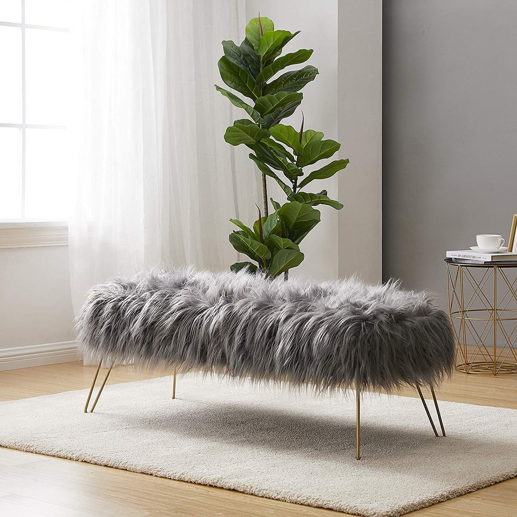 Ornavo Home Modern Contemporary Faux Fur Bench