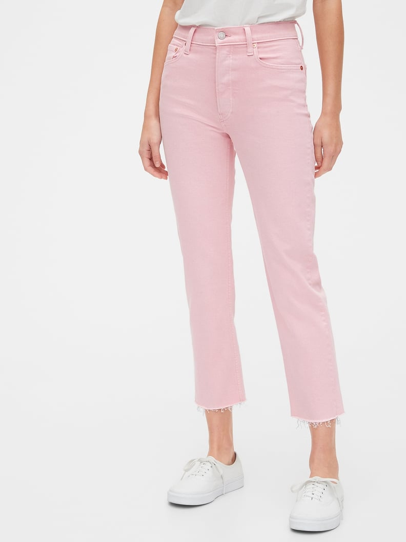 Gap High Rise Cheeky Straight Jeans With Raw Hem