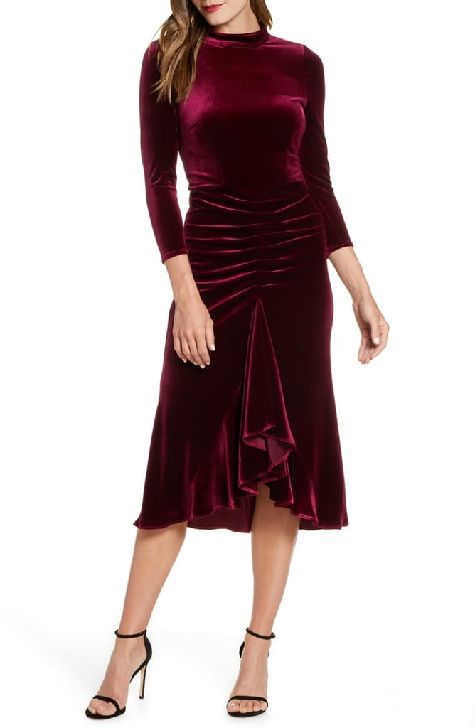 Eliza J Ruched Velvet Dress