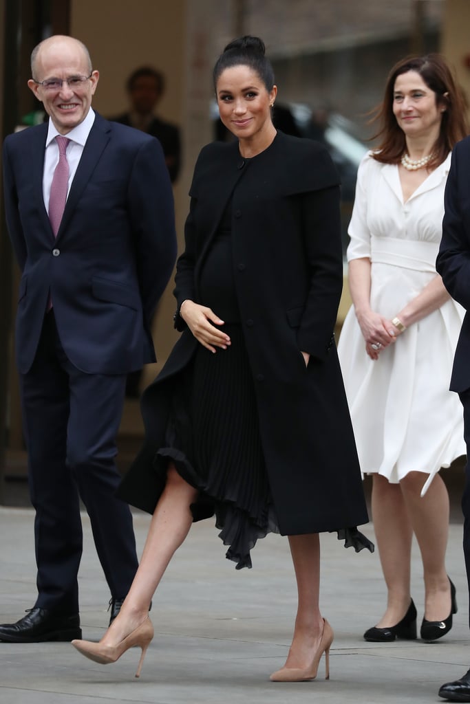 Meghan Markle's Black Givenchy Coat ACU Visit Jan. 2019