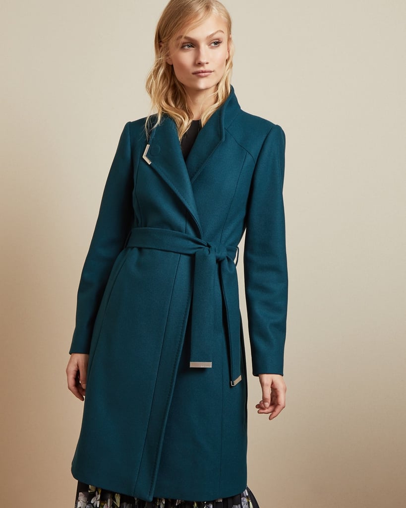 dezpina long belted wrap overcoat