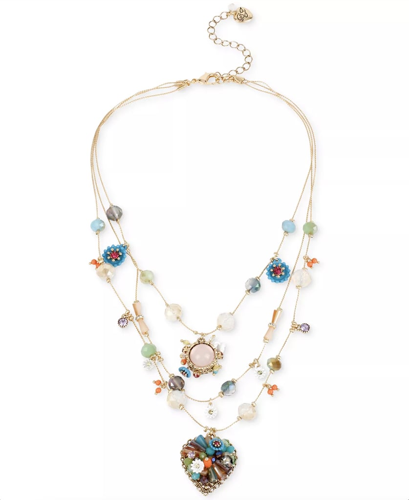 Betsey Johnson Gold-Tone Multicolor Beaded Illusion Necklace