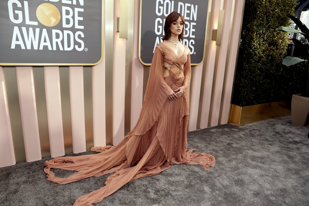 Jenna Ortega Wears Cutout Gucci Dress at 2023 Golden Globes