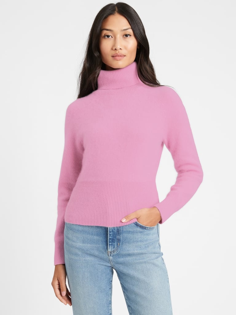Brushed Cashmere Turtleneck Sweater