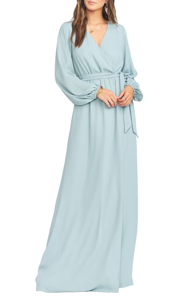 Show Me Your Mumu Babylon Long Sleeve Faux Wrap Gown