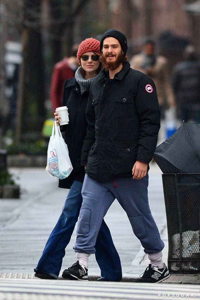 Andrew Garfield and Emma Stone cozied up in NYC on Monday.