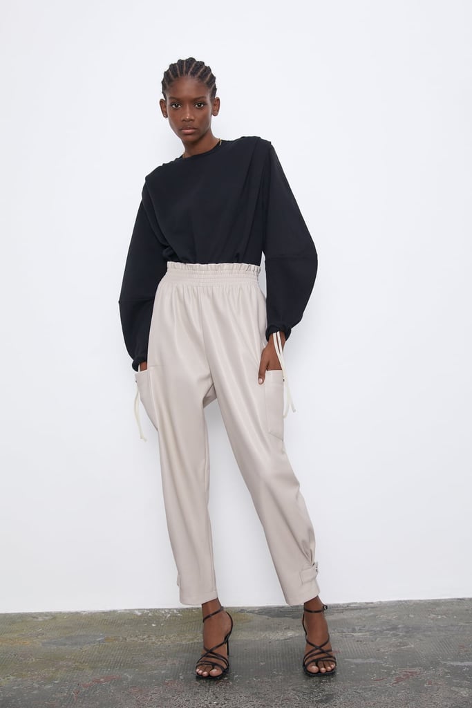 Faux Leather White Slouchy Pants