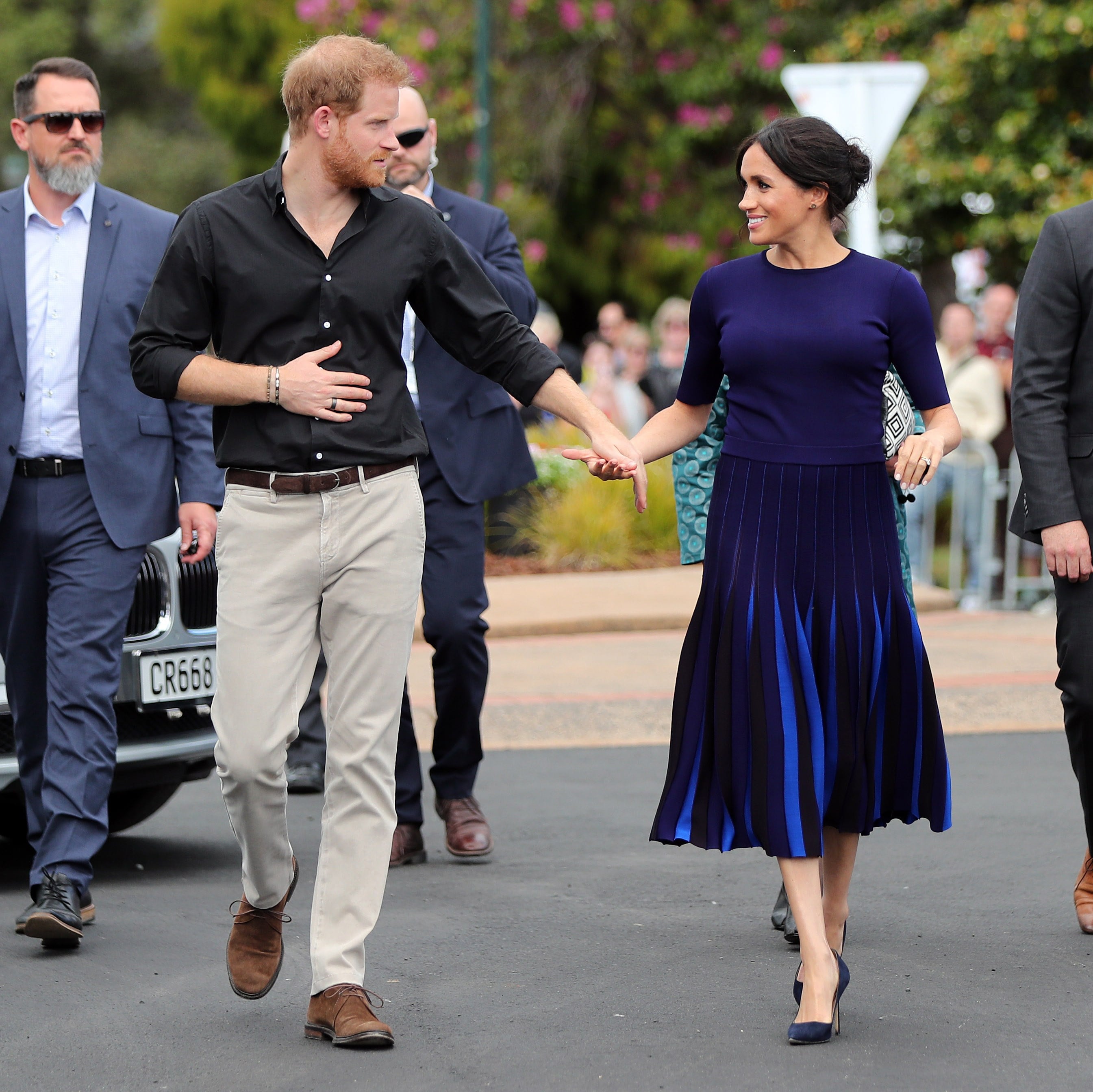open lace back dress Beautiful Meghan Markle-Inspired Pocket Dress