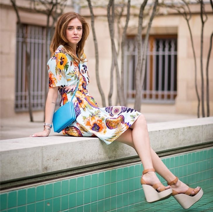 A printed sundress and neutral wedges is a no-fail option for a ...
