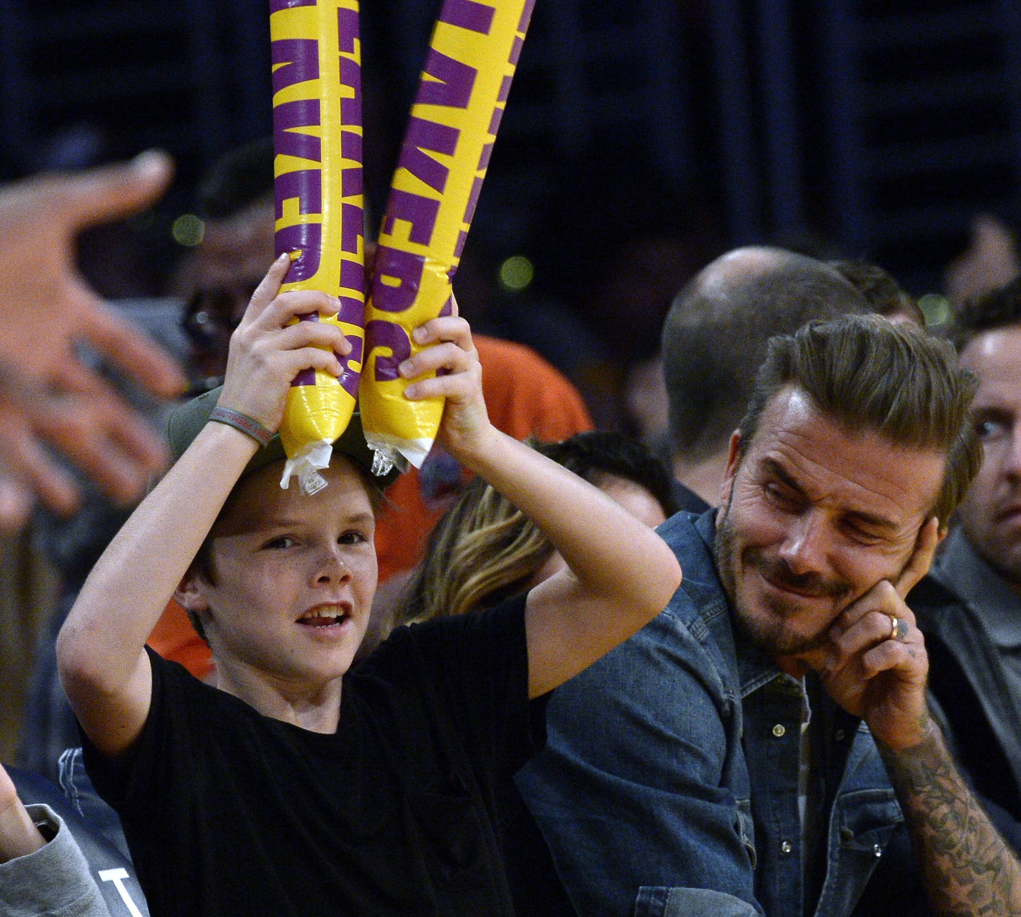 David Beckham With Sons At Lakers Game April 16 Popsugar Celebrity