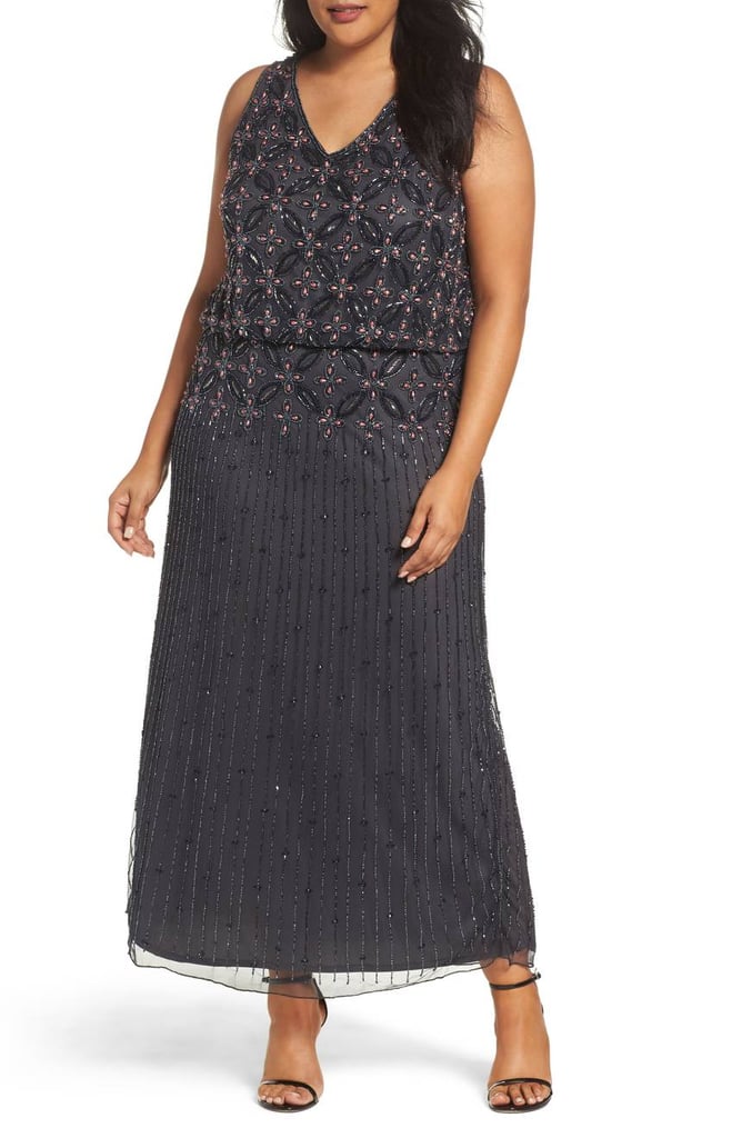 diamond motif mesh blouson gown pisarro nights