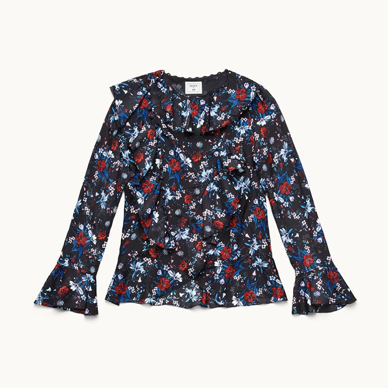 Flounced Silk Top