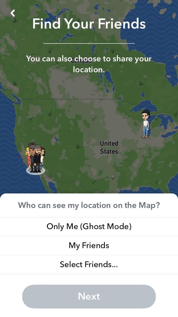 Select who to share your location with — or stay in Ghost Mode. | How