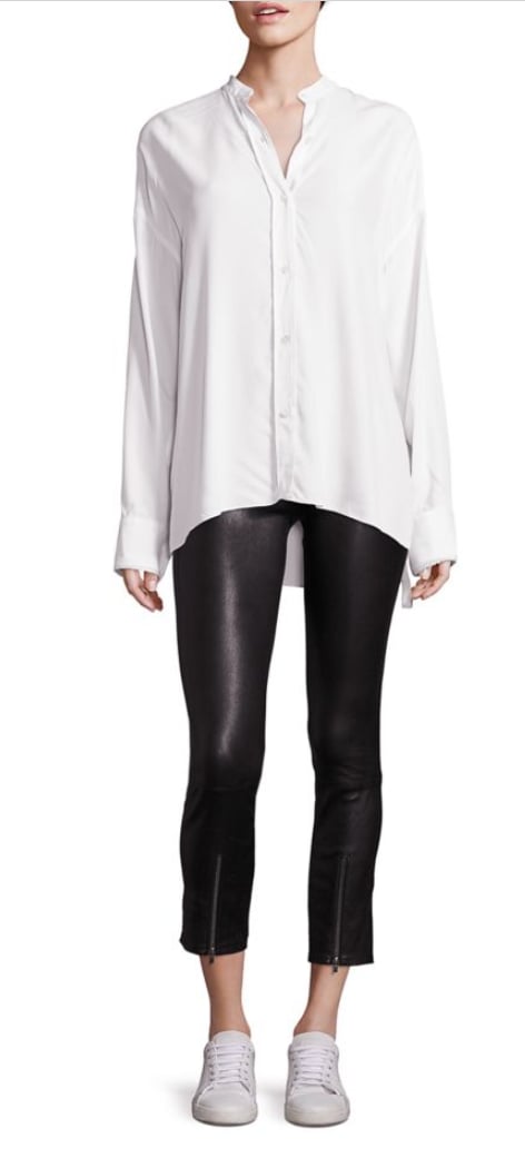 Helmut Lang Zip Cropped Leather Leggings