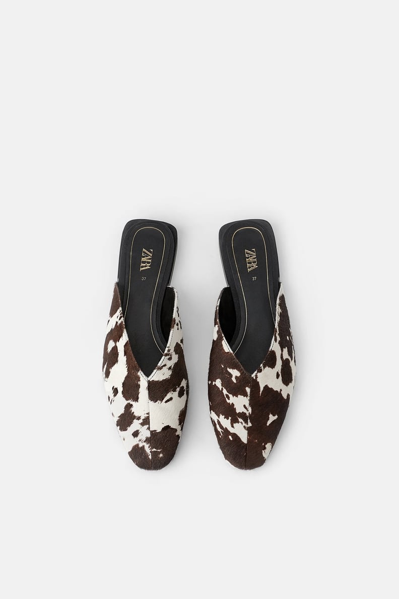 Zara Animal Print Leather Mules