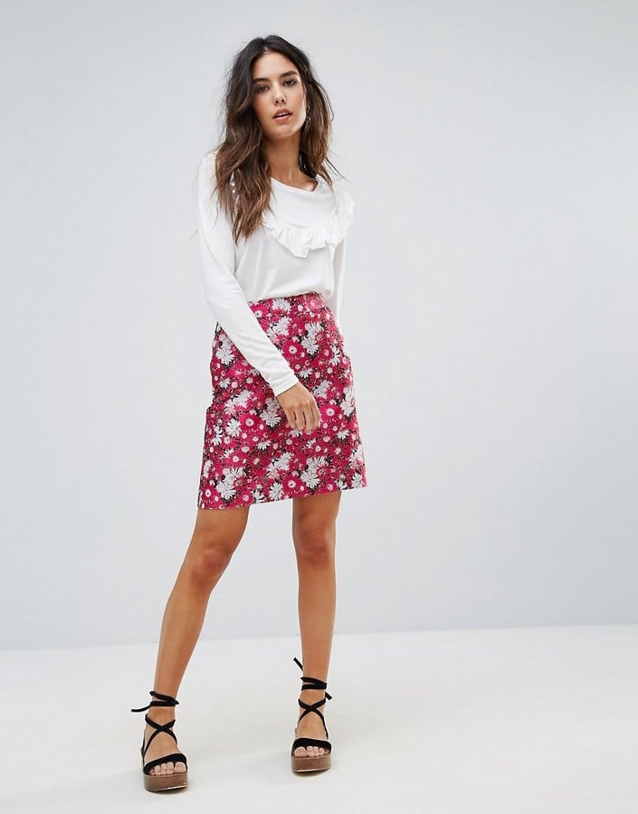 Warehouse Aster Jacquard Floral Skirt