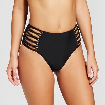 Strappy Knotted High Waist Cheeky Bikini Bottom