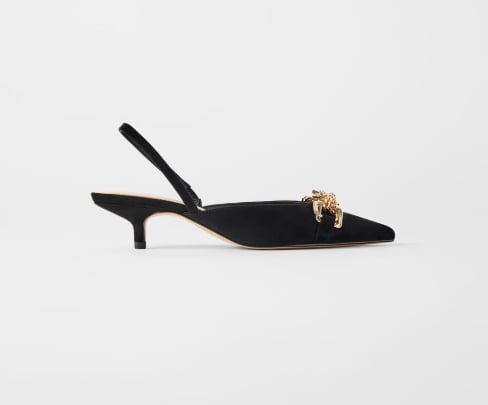 Zara High Heel Metallic Mules