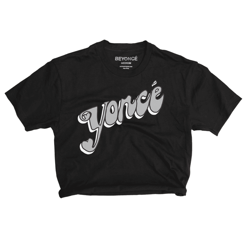 Yoncé Black Raw Edge Crop Top